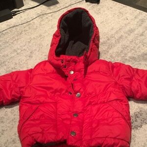 # 004 Red Puffer Jacket with Hood